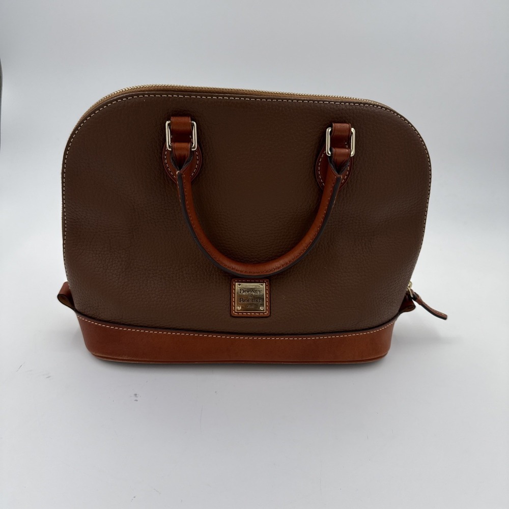 Dooney & Bourke Pebble Grain Zip Leather Satchel - BROWN